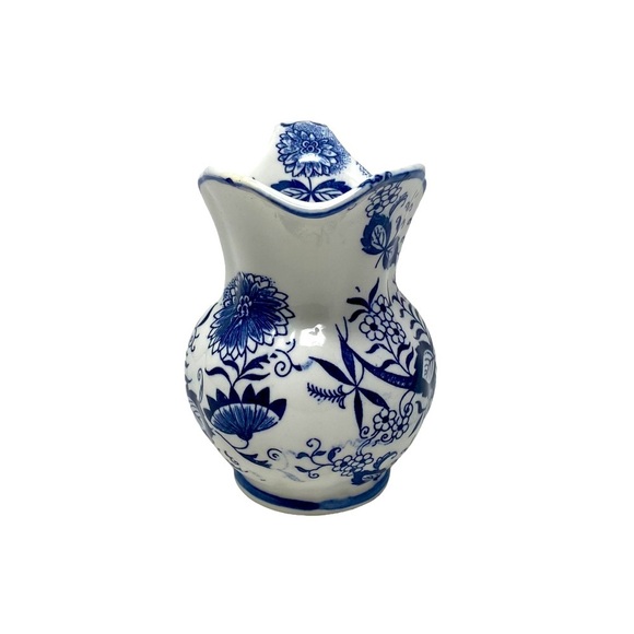 Blue and White Floral Small Creamer Pitcher - Picture 2 of 7